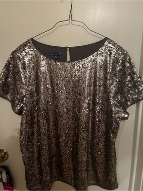 Gold Sequin Short-Sleeve Top